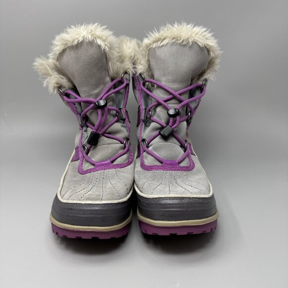 Sorel Womens Tivoli II Gray Leather Round Toe Lace Up Ankle Snow Boots Size 7 - Picture 4 of 8